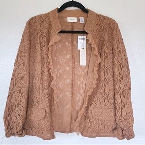Chicos Lace & Ruffle Cardigan NWT